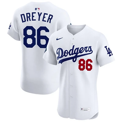 Jack Dreyer Men's Nike White Los Angeles Dodgers Home Elite Sponsor Patch Custom Jersey