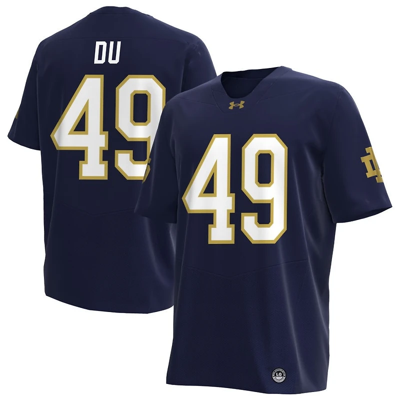 Charles Du Men's Under Armour Navy Notre Dame Fighting Irish NIL Pick-A-Player Replica Football Jersey