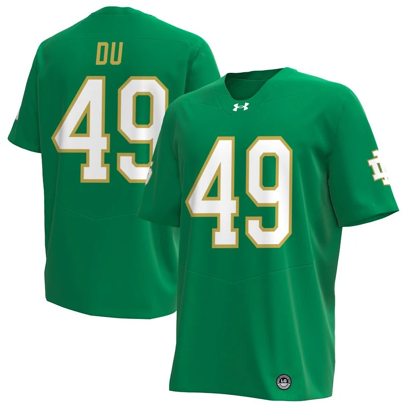 Charles Du Men's Under Armour Kelly Green Notre Dame Fighting Irish Alternate NIL Pick-A-Player Replica Football Jersey