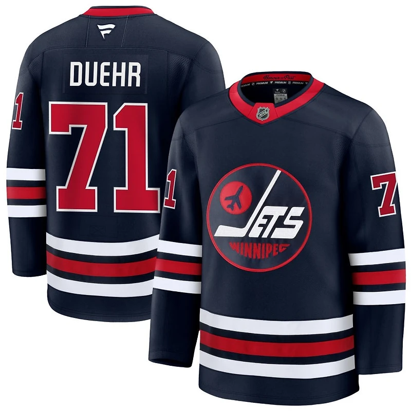 Walker Duehr Men's Fanatics Navy Winnipeg Jets Alternate Premium Custom Jersey