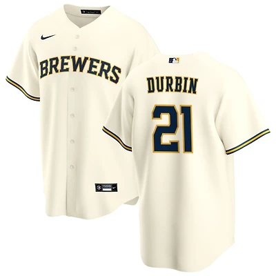 Caleb Durbin Men's Nike Cream Milwaukee Brewers Home Replica Custom Jersey