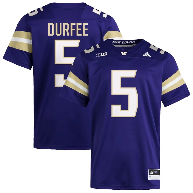 Zach Durfee Men's adidas  Purple Washington Huskies NIL Pick-A-Player Home Premier Football Jersey