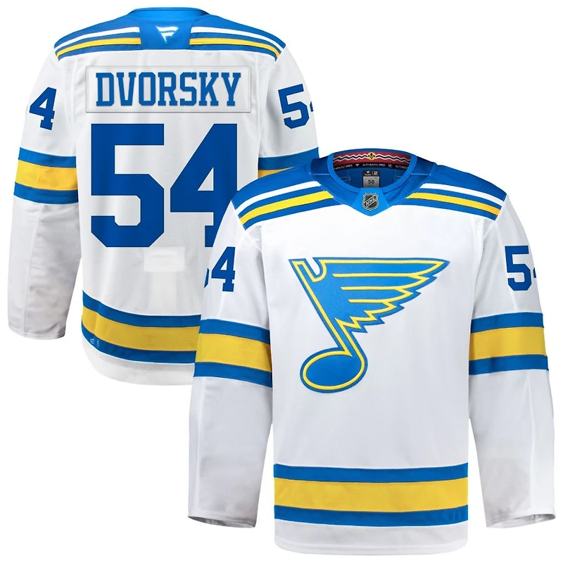 Dalibor Dvorsky Men's Fanatics White St. Louis Blues Away Authentic Pro Custom Jersey