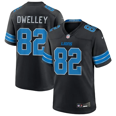 Ross Dwelley Men's Nike  Black Detroit Lions Alternate Custom Game Jersey