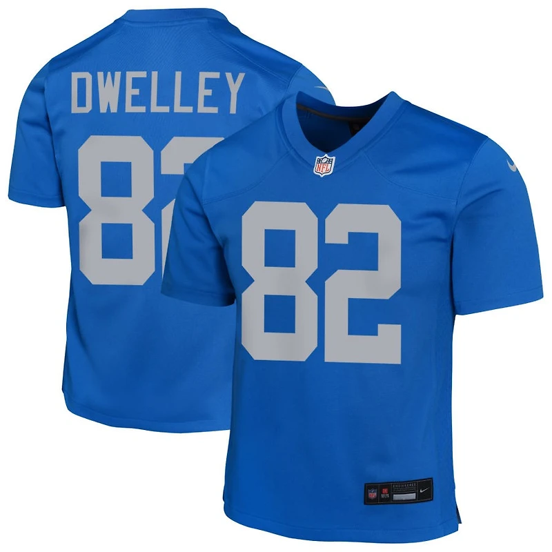 Ross Dwelley Youth Nike Blue Detroit Lions Alternate Custom Game Jersey