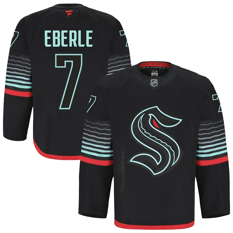 Jordan Eberle Men's Fanatics Black Seattle Kraken Alternate Authentic Pro Custom Jersey