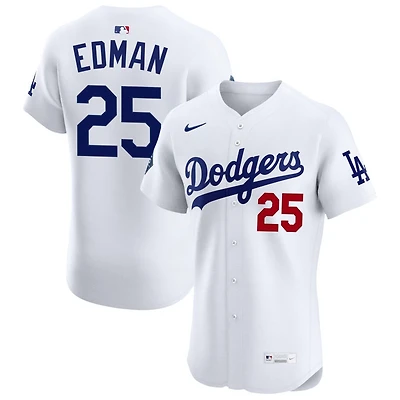 Tommy Edman Men's Nike White Los Angeles Dodgers Home Elite Sponsor Patch Custom Jersey