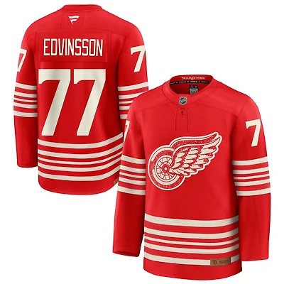 Simon Edvinsson Men's Fanatics  Red Detroit Red Wings Centennial Premium Custom Jersey