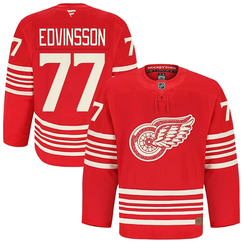 Simon Edvinsson Men's Fanatics Red Detroit Red Wings Anniversary Authentic Pro Custom Jersey