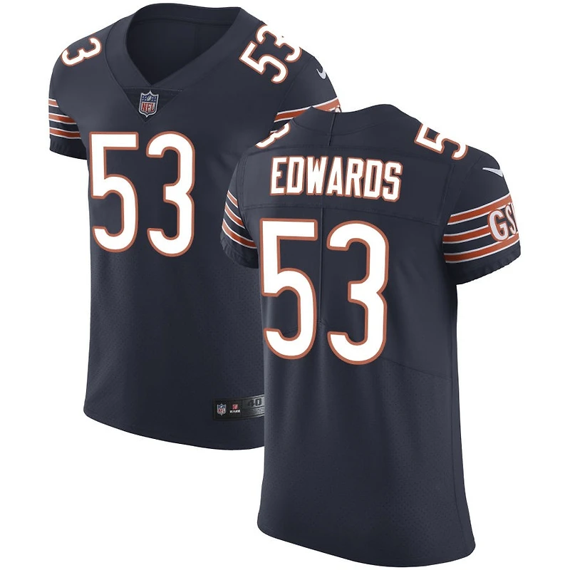 T.J. Edwards Men's Nike Navy Chicago Bears Vapor Untouchable Custom Elite Jersey