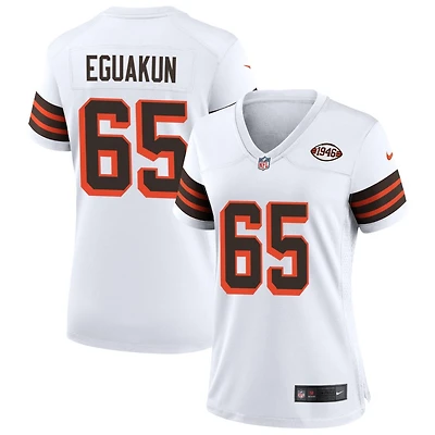 Kingsley Eguakun Women's Nike White Cleveland Browns 1946 Collection Alternate Custom Jersey