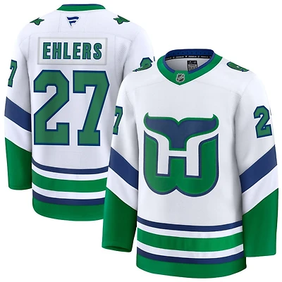 Nikolaj Ehlers Men's Fanatics White Carolina Hurricanes Throwback Premium Custom Jersey