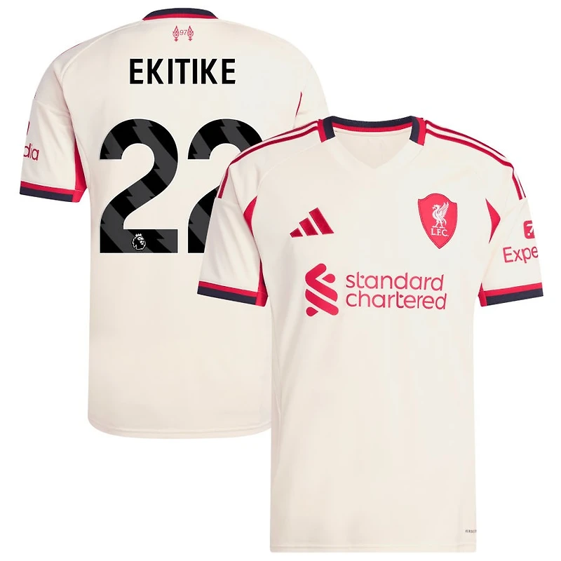 Hugo Ekitike Men's adidas  White Liverpool 2025/26 Away Replica Custom Jersey