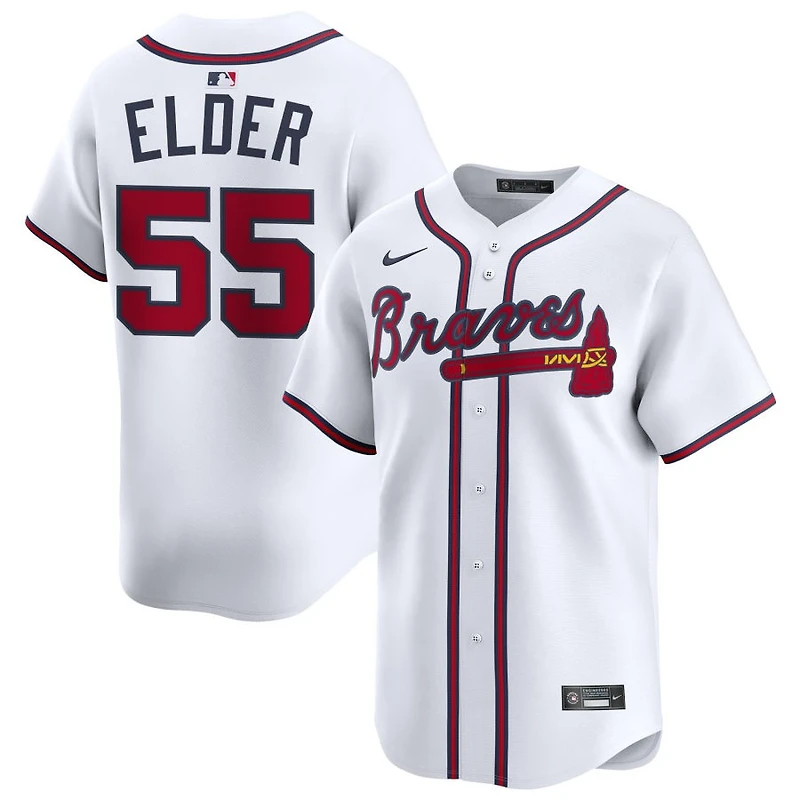 Bryce Elder Men's Nike White Atlanta Braves Home Limited Custom Jersey