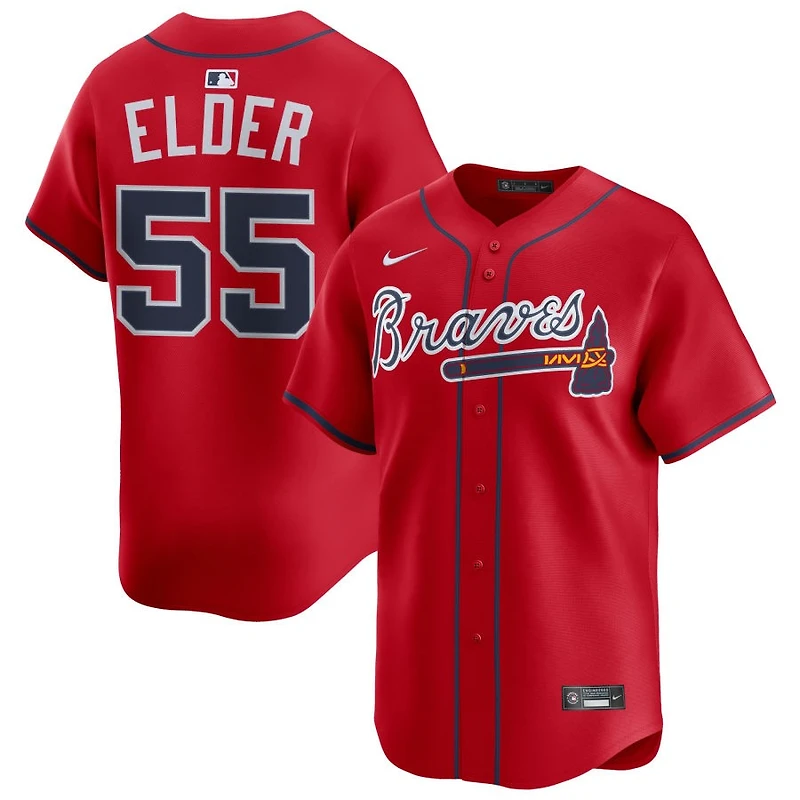 Bryce Elder Men's Nike Red Atlanta Braves Alternate Limited Custom Jersey