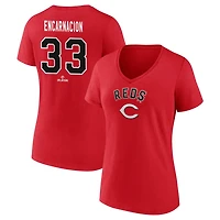 Women's Red Cincinnati Reds Personalized Winning Streak Name & Number V-Neck T-Shirt