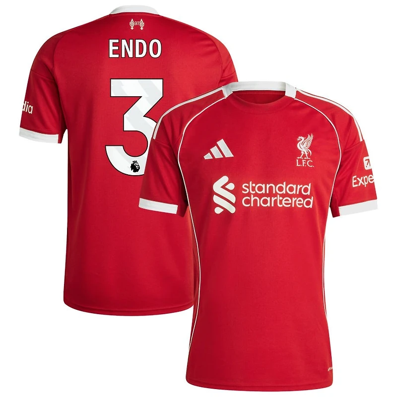 Wataru Endo Men's adidas Red Liverpool 2025/26 Home Custom Replica Jersey