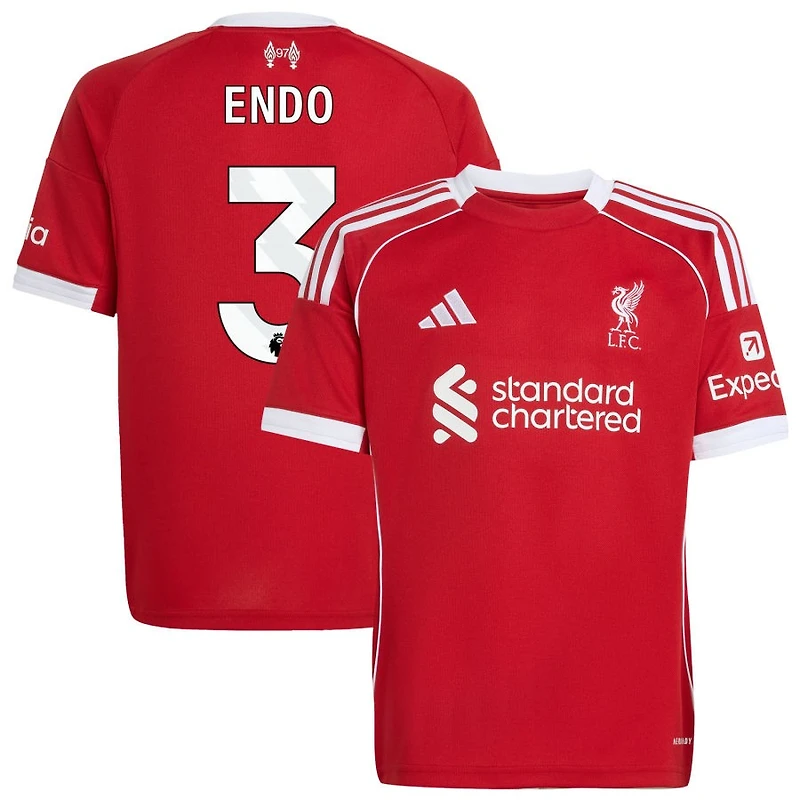 Wataru Endo Youth adidas  Red Liverpool 2025/26 Home Custom Replica Jersey