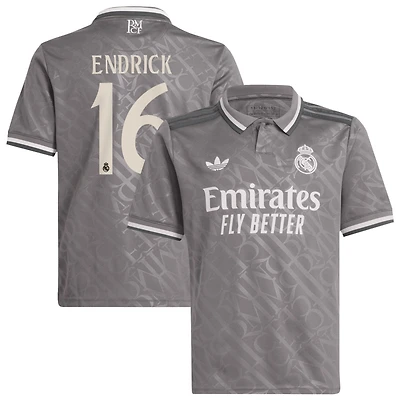 Endrick Endrick Youth adidas Originals  Charcoal Real Madrid 2024/25 Third Replica Custom Jersey