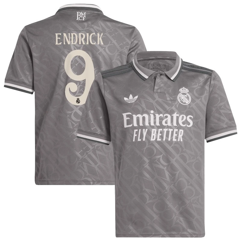Endrick Endrick Youth adidas Originals  Charcoal Real Madrid 2024/25 Third Replica Custom Jersey