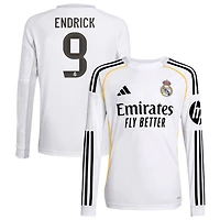 Endrick Endrick Youth adidas White Real Madrid 2025/26 Home Replica Long Sleeve Custom Jersey