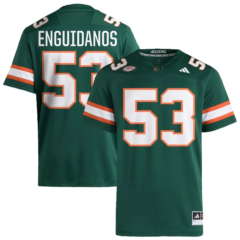 Joe Enguidanos Men's adidas Green Miami Hurricanes NIL Pick-A-Player Alternate Premier Football Jersey