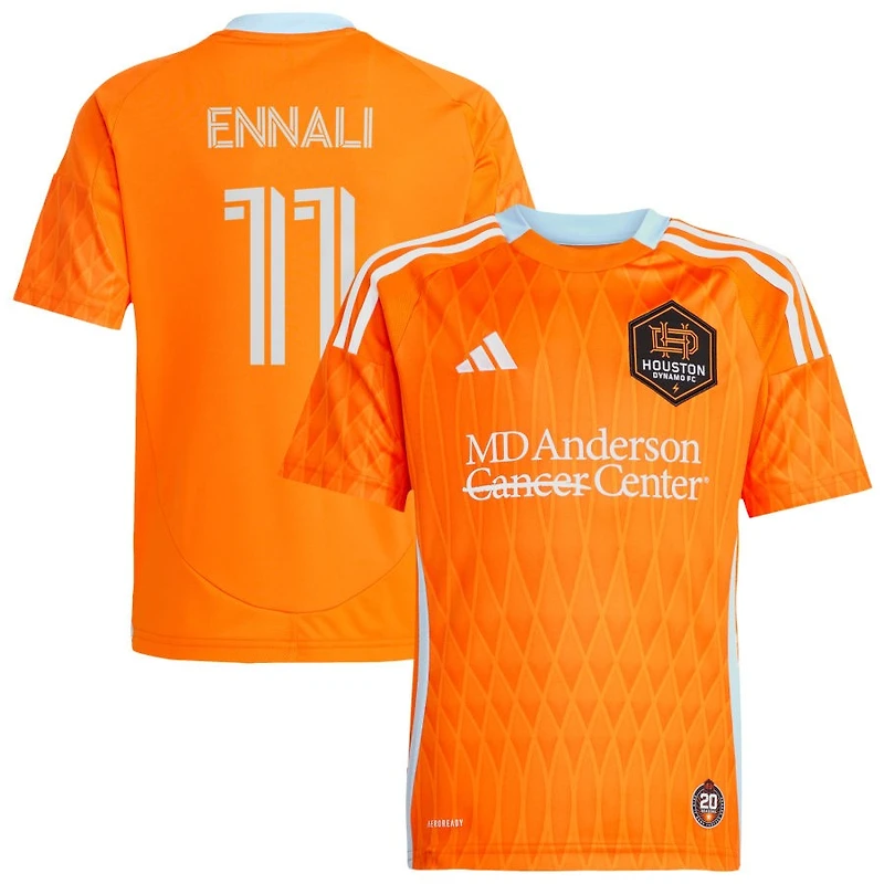 Lawrence Ennali Youth adidas  Orange Houston Dynamo FC 2025 Season 20 Replica Custom Jersey