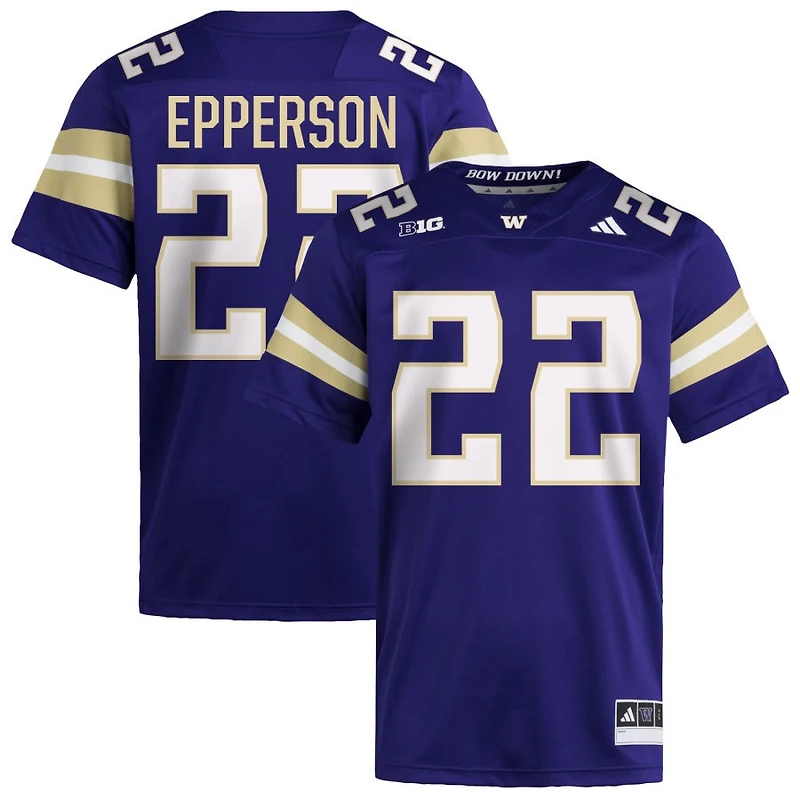 Jonathan Epperson Men's adidas  Purple Washington Huskies NIL Pick-A-Player Home Premier Football Jersey