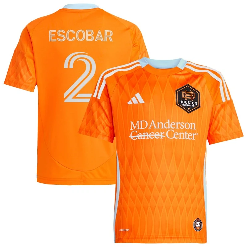 Franco Escobar Youth adidas  Orange Houston Dynamo FC 2025 Season 20 Replica Custom Jersey