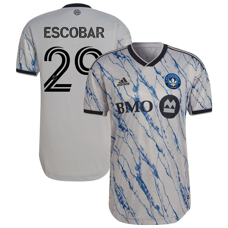 Olger Escobar Men's adidas Gray CF Montreal 2023 Secondary Authentic Custom Jersey