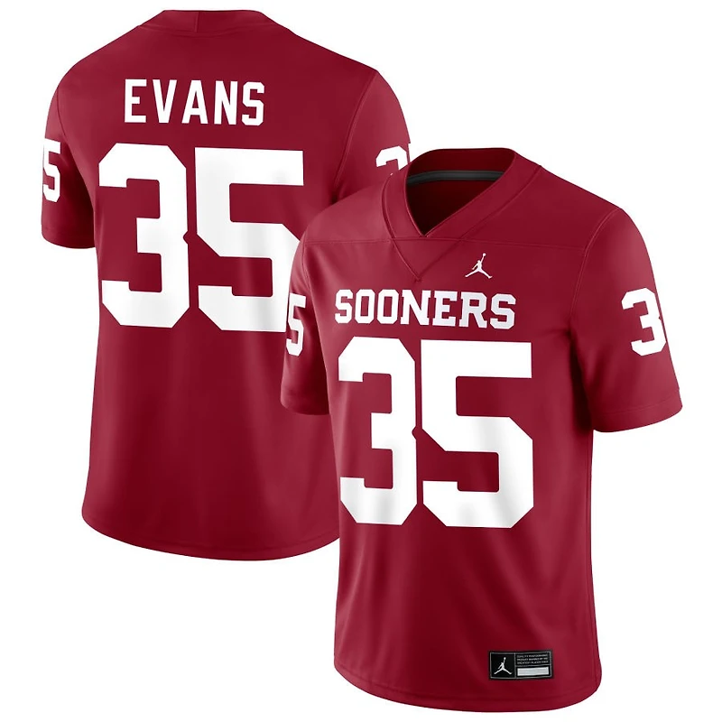 Liam Evans Men's Jordan Brand Crimson Oklahoma Sooners NIL Pick-A-Player Football Replica Jersey