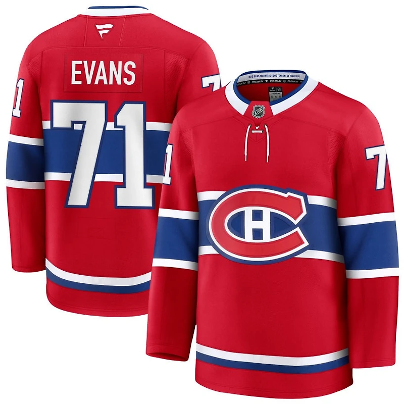 Jake Evans Men's Fanatics Red Montreal Canadiens Home Premium Custom Jersey