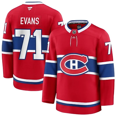 Jake Evans Men's Fanatics Red Montreal Canadiens Home Premium Custom Jersey