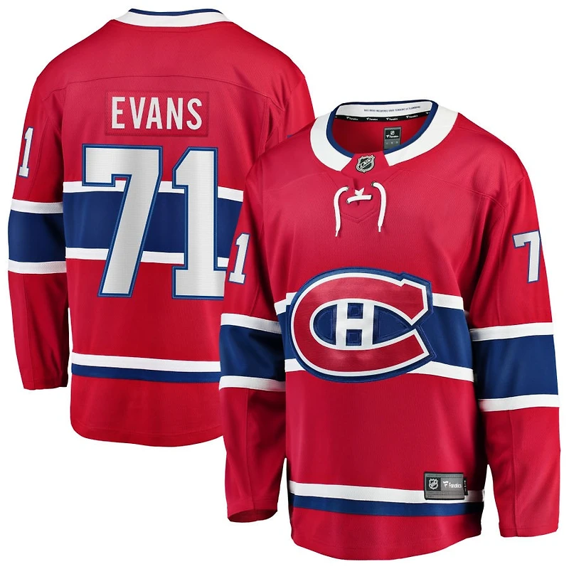 Jake Evans Men's Fanatics Red Montreal Canadiens Home Breakaway Custom Jersey