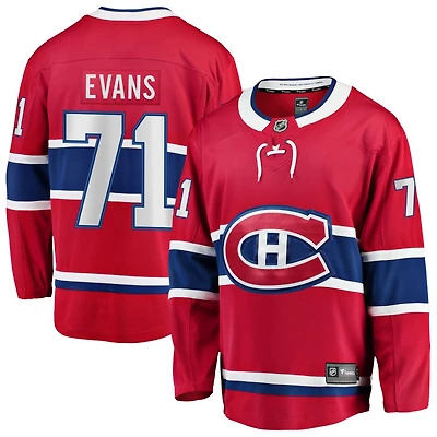 Jake Evans Men's Fanatics Red Montreal Canadiens Home Breakaway Custom Jersey