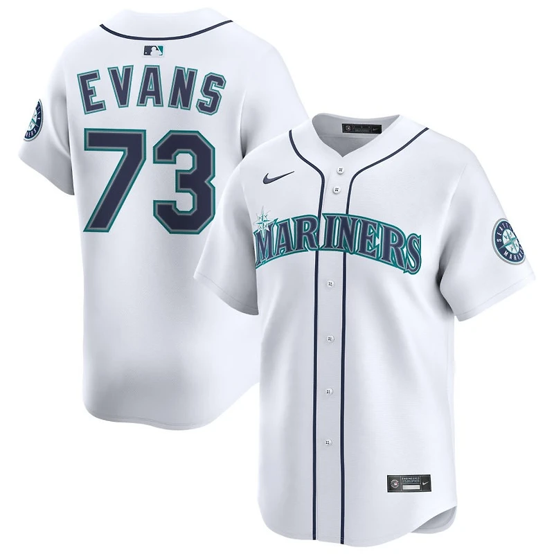 Logan Evans Men's Nike White Seattle Mariners Home Limited Custom Jersey