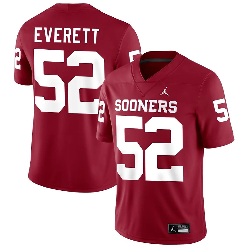 Troy Everett Men's Jordan Brand Crimson Oklahoma Sooners NIL Pick-A-Player Football Replica Jersey