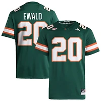 Chris Ewald Men's adidas  Green Miami Hurricanes NIL Pick-A-Player Alternate Premier Football Jersey