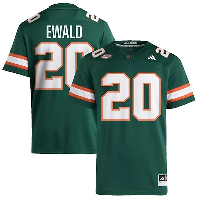 Chris Ewald Men's adidas  Green Miami Hurricanes NIL Pick-A-Player Alternate Premier Football Jersey
