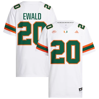 Chris Ewald Men's adidas White Miami Hurricanes NIL Pick-A-Player White Premier Football Jersey