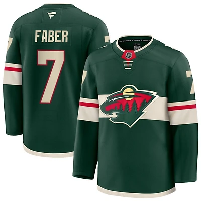 Brock Faber Men's Fanatics Green Minnesota Wild Home Premium Custom Jersey
