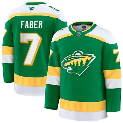 Brock Faber Men's Fanatics Green Minnesota Wild Alternate Premium Custom Jersey
