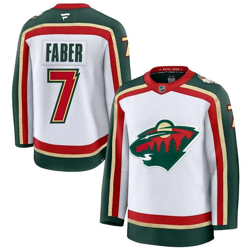 Brock Faber Men's Fanatics  White Minnesota Wild 25th Anniversary Premium Custom Jersey