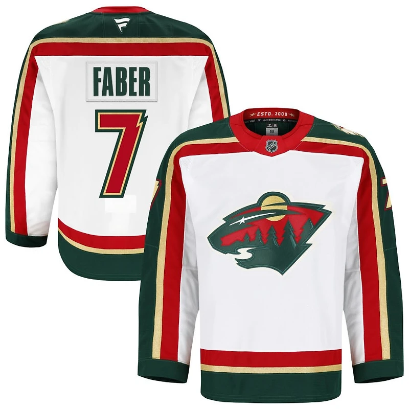 Brock Faber Men's Fanatics  White Minnesota Wild 25th Anniversary Authentic Pro Custom Jersey
