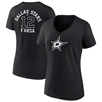 Women's Black Dallas Stars Personalized Name & Number Monochrome V-Neck T-Shirt