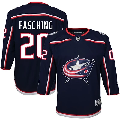 Hudson Fasching Youth Navy Columbus Blue Jackets Home Premier Custom Jersey