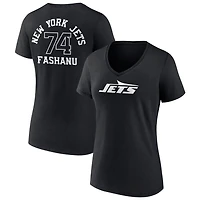 Women's Black New York Jets Personalized Name & Number Monochrome V-Neck T-Shirt
