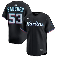 Calvin Faucher Men's Nike Black Miami Marlins Alternate Limited Custom Jersey