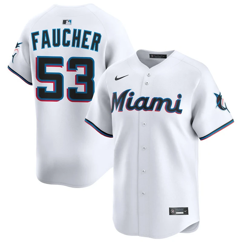 Calvin Faucher Youth Nike White Miami Marlins Home Custom Limited Jersey