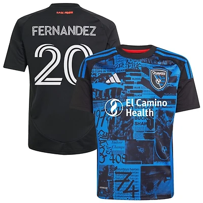 Nick Fernandez Youth adidas  Black San Jose Earthquakes 2025 Headliner Replica Custom Jersey